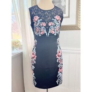 Guess Sheath Lace Embroidery Cocktail Black Night Out Fairycore Glam Size S